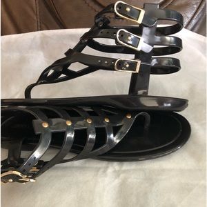 Jimmy Choo Lance Flat Jelly Sandals, size 8